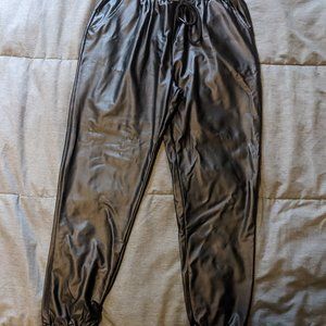 Faux leather joggers